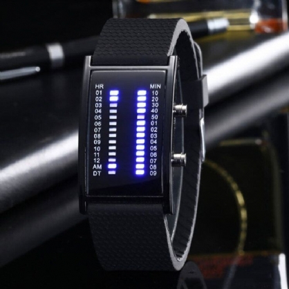 Pantalla Led Binaria Reloj De Negocios Para Hombres Reloj Digital Con Calendario De Luz De Doble Fila