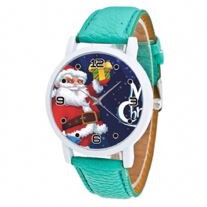 Papá Noel De Dibujos Animados Con Patrón De Cielo Estrellado Correa De Cuero Pu Reloj Para Niños Reloj De Cuarzo Para Niños De Moda