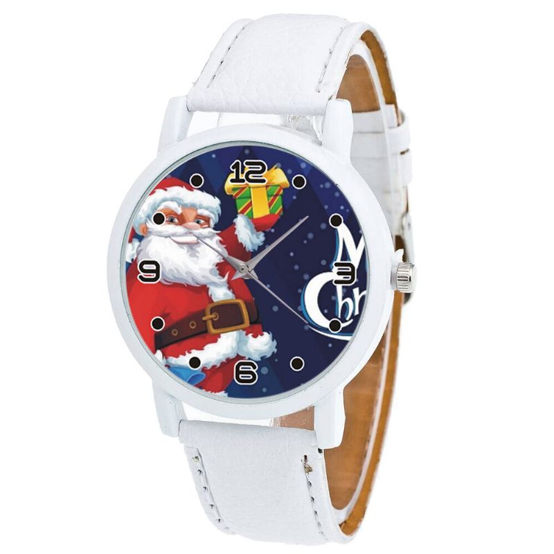 Papá Noel De Dibujos Animados Con Patrón De Cielo Estrellado Correa De Cuero Pu Reloj Para Niños Reloj De Cuarzo Para Niños De Moda