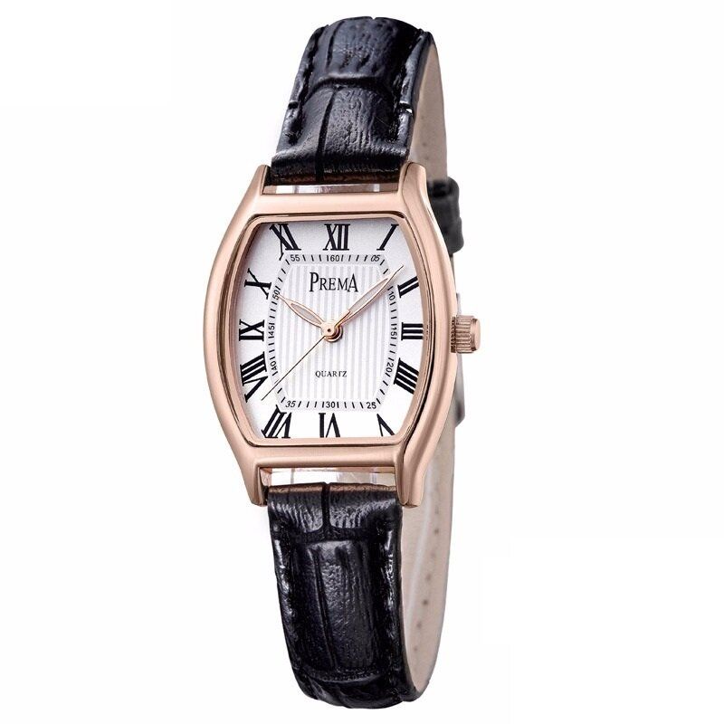 Prema Moda Casual Número Romano Pu Banda De Cuero Reloj De Pulsera De Cuarzo Para Mujer