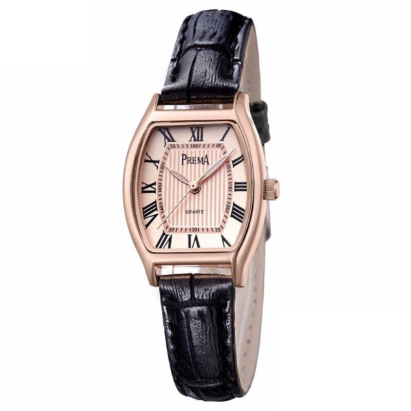 Prema Moda Casual Número Romano Pu Banda De Cuero Reloj De Pulsera De Cuarzo Para Mujer