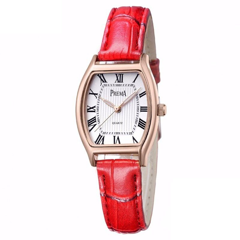 Prema Moda Casual Número Romano Pu Banda De Cuero Reloj De Pulsera De Cuarzo Para Mujer