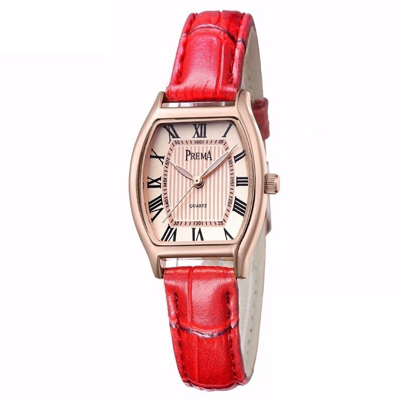 Prema Moda Casual Número Romano Pu Banda De Cuero Reloj De Pulsera De Cuarzo Para Mujer