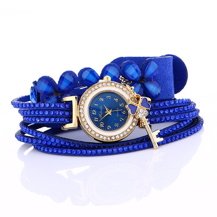 Pulsera De Círculo De Cristal De Moda Reloj De Mujer Reloj De Cuarzo Con Patrones Flowear De Dial Simple