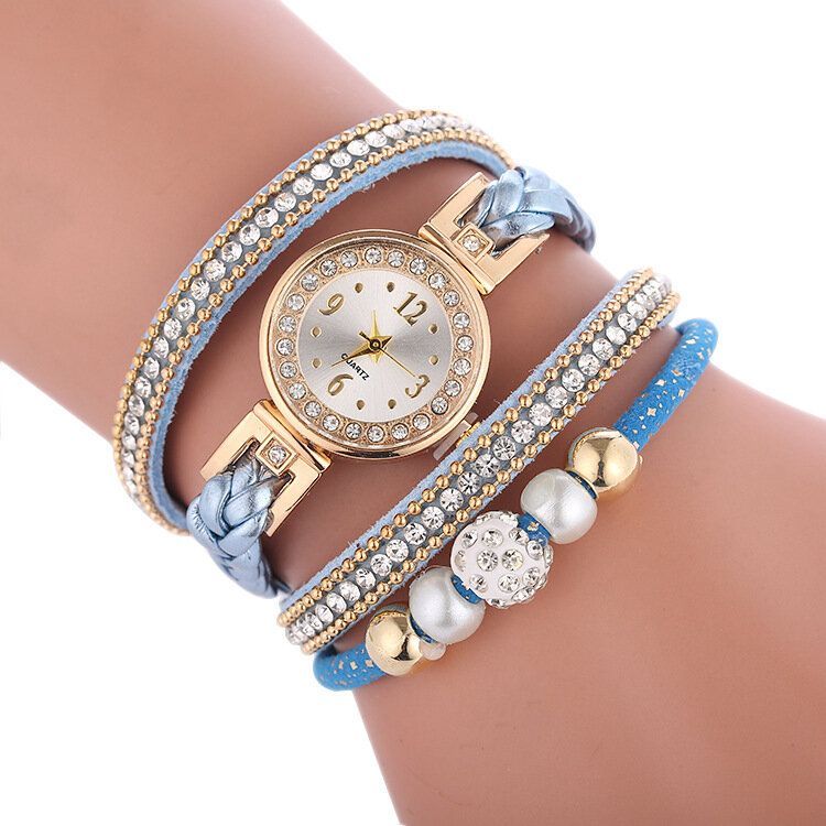 Pulsera De Círculo De Moda Diamante Dial Simple Vestido De Mujer Reloj De Cuarzo Para Mujer