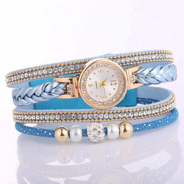 Pulsera De Círculo De Moda Diamante Dial Simple Vestido De Mujer Reloj De Cuarzo Para Mujer