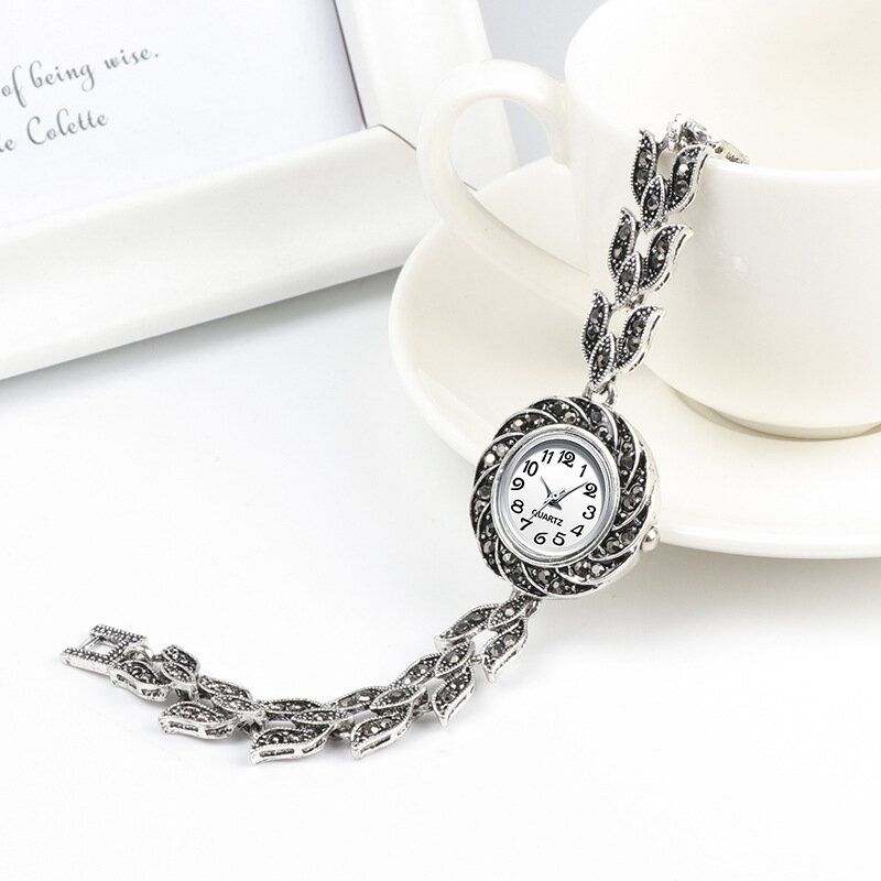 Qingxiya K7 Reloj De Pulsera De Cristal Gris Para Mujer Reloj De Cuarzo De Estilo Retro De Moda