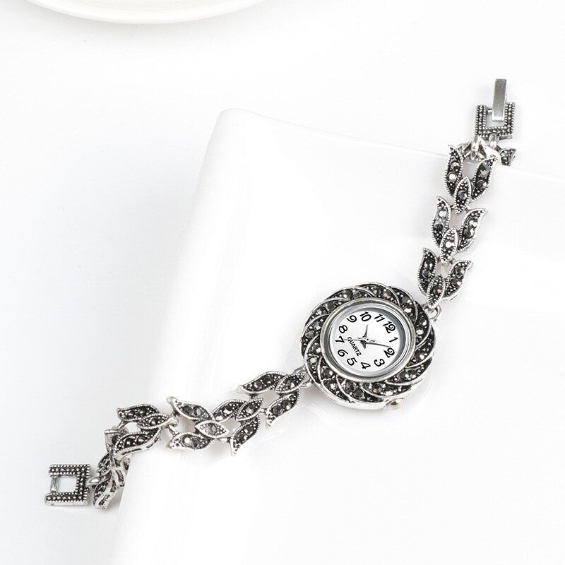 Qingxiya K7 Reloj De Pulsera De Cristal Gris Para Mujer Reloj De Cuarzo De Estilo Retro De Moda