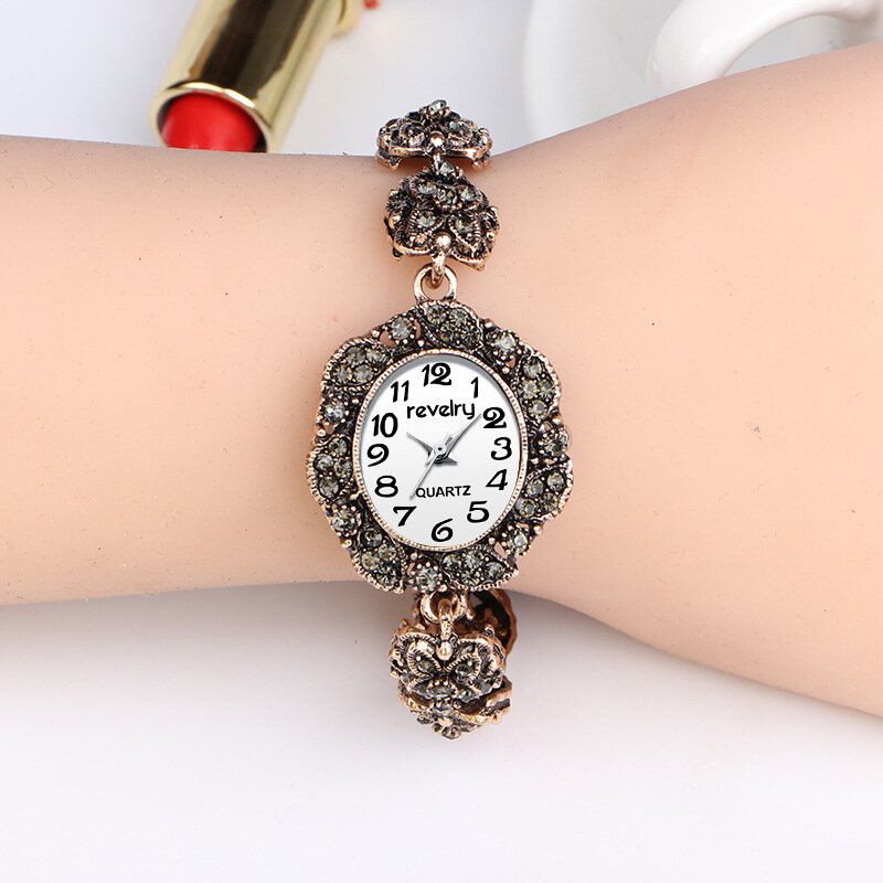 Qingxiya R2066 Reloj De Pulsera De Estilo Retro Para Mujer Reloj De Cuarzo De Cristal De Lujo