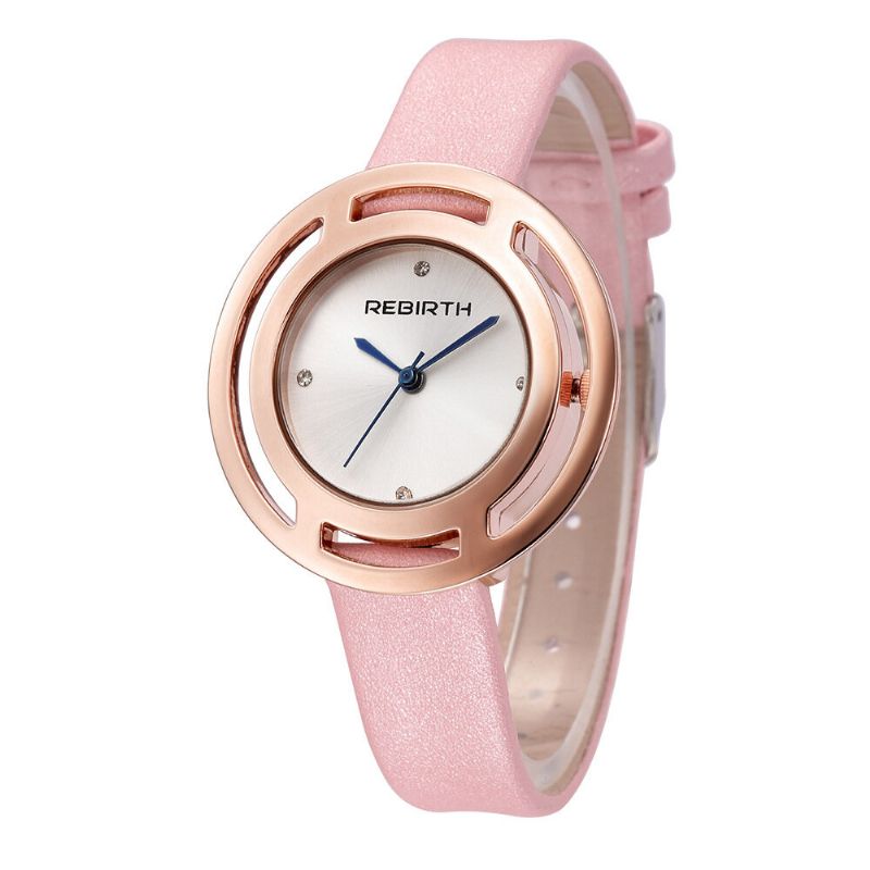 Rebirth Re048 Reloj De Pulsera De Mujer De Diseño Elegante Reloj De Cuarzo Con Banda De Cuero De Moda