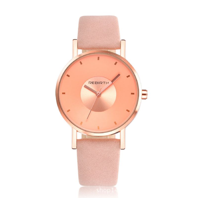 Rebirth Re055 Caja De Oro Rosa Reloj De Pulsera Para Mujer Relojes De Cuarzo Con Correa De Cuero De Regalo De Estilo Informal