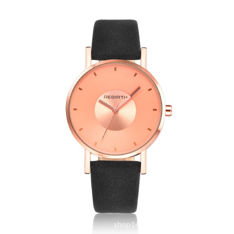 Rebirth Re055 Caja De Oro Rosa Reloj De Pulsera Para Mujer Relojes De Cuarzo Con Correa De Cuero De Regalo De Estilo Informal