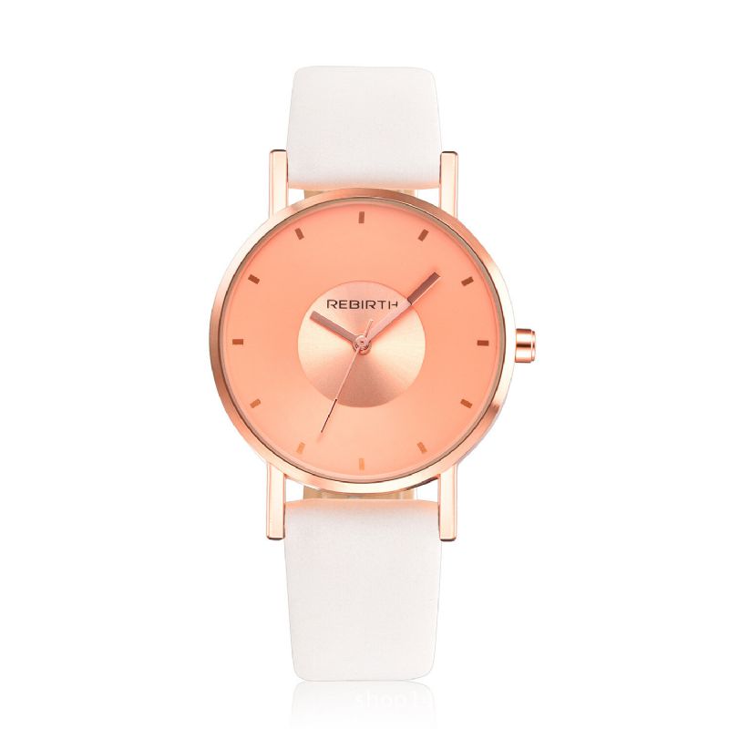 Rebirth Re055 Caja De Oro Rosa Reloj De Pulsera Para Mujer Relojes De Cuarzo Con Correa De Cuero De Regalo De Estilo Informal