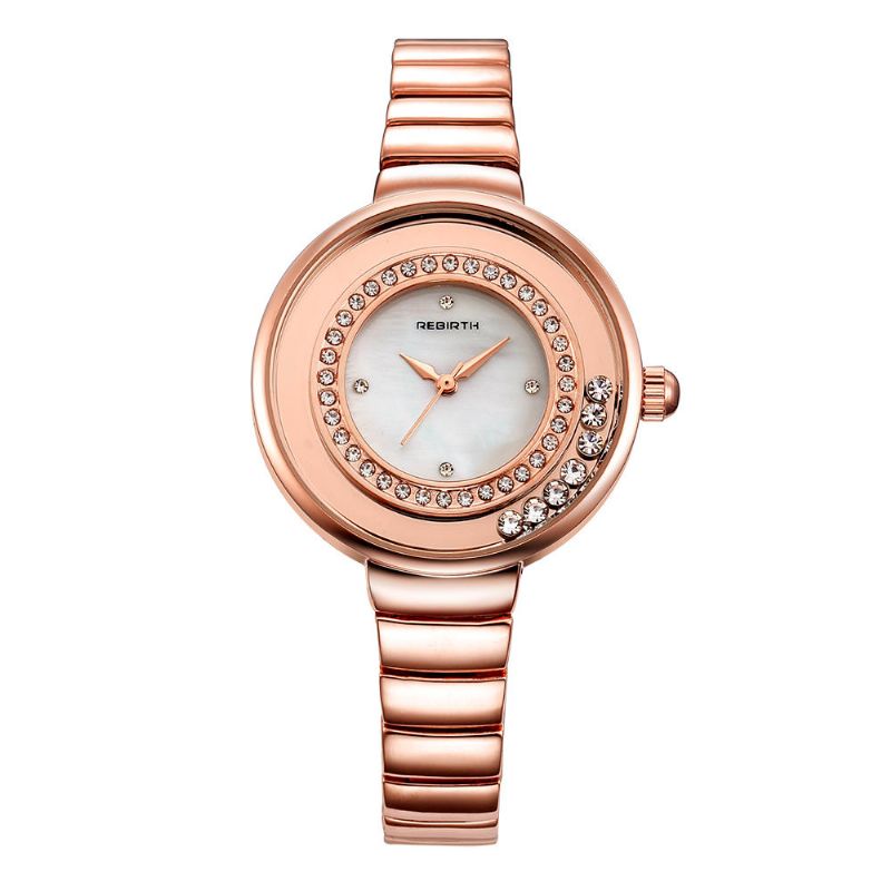 Rebirth Re083 Reloj De Pulsera De Cristal Brillante Para Mujer Relojes De Cuarzo Con Correa De Acero Inoxidable