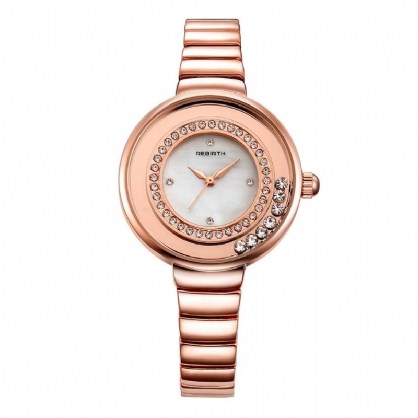 Rebirth Re083 Reloj De Pulsera De Cristal Brillante Para Mujer Relojes De Cuarzo Con Correa De Acero Inoxidable