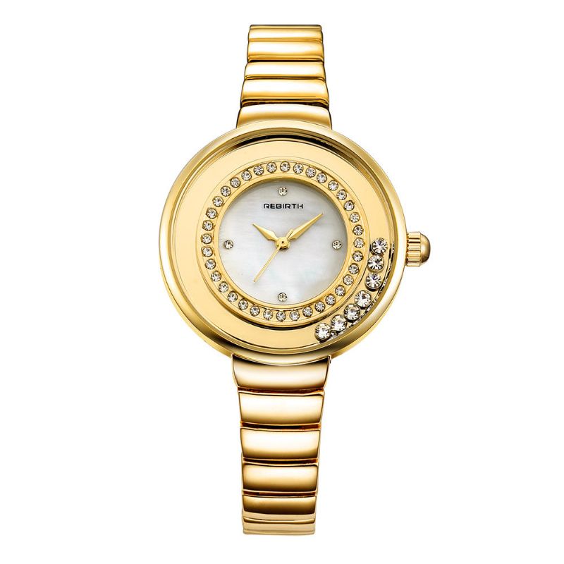 Rebirth Re083 Reloj De Pulsera De Cristal Brillante Para Mujer Relojes De Cuarzo Con Correa De Acero Inoxidable