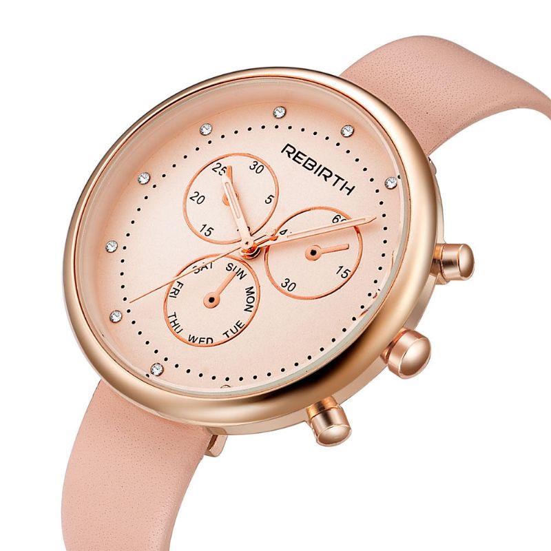 Rebirth Re203 Reloj De Pulsera De Estilo Casual Para Mujer Reloj De Cuarzo Con Esferas Pequeñas Decorativas