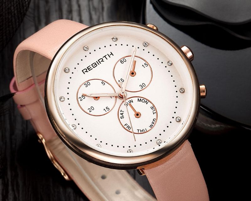 Rebirth Re203 Reloj De Pulsera De Estilo Casual Para Mujer Reloj De Cuarzo Con Esferas Pequeñas Decorativas