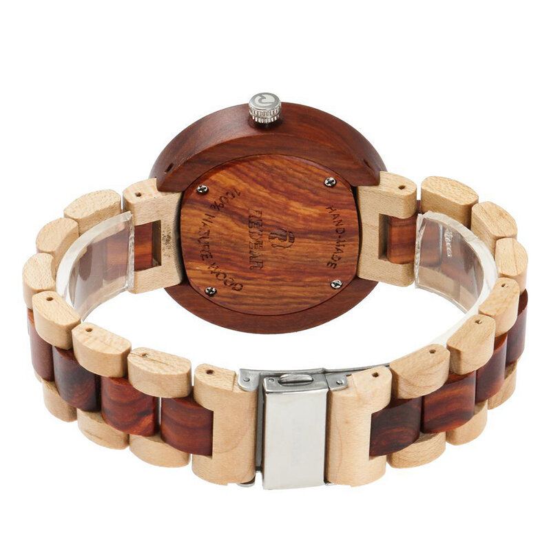 Redear Sj1488 Moda Hombres Reloj De Madera Fecha Semana Pantalla Reloj De Cuarzo Con Correa De Madera