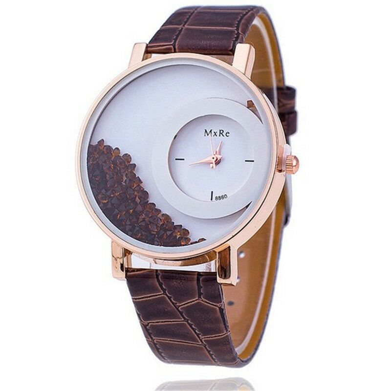 Reloj Casual De Moda Para Mujer Reloj De Cuarzo Para Mujer Con Correa De Cuero Con Esfera De Cristal