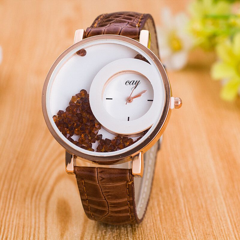 Reloj Casual De Moda Para Mujer Reloj De Cuarzo Para Mujer Con Correa De Cuero Con Esfera De Cristal