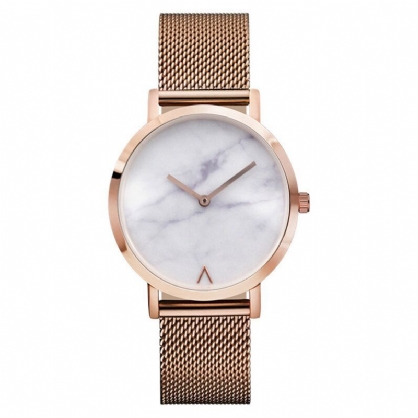 Reloj De Cuarzo Casual Para Mujer Con Correa De Acero Inoxidable Y Esfera De Mármol De Moda