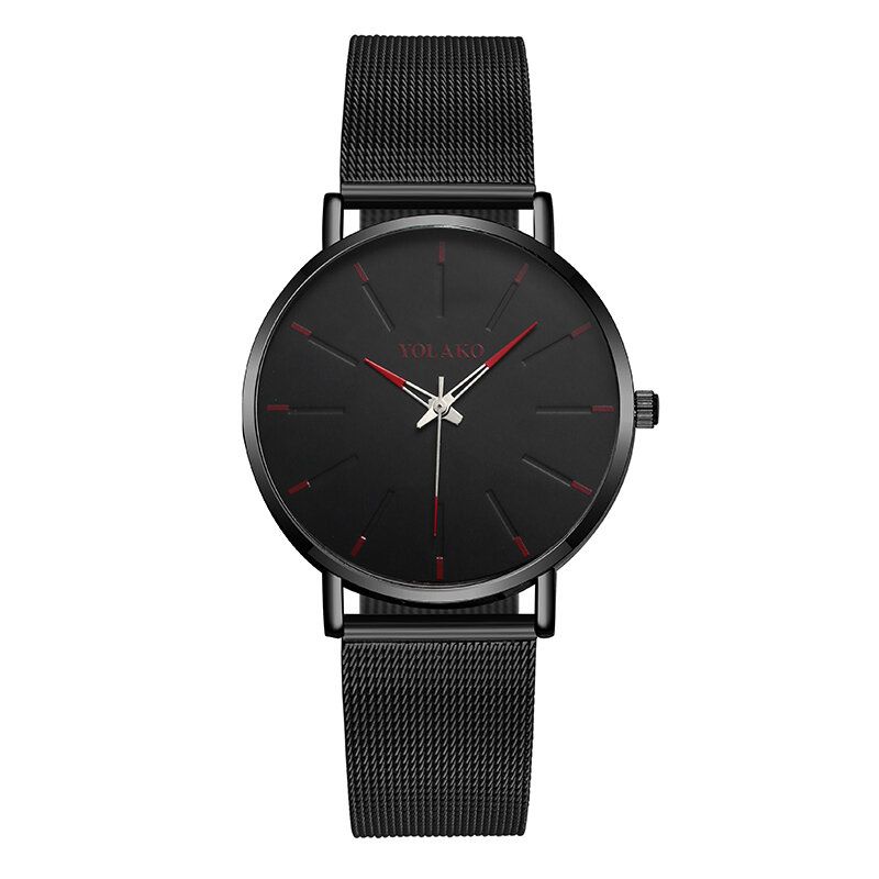 Reloj De Cuarzo Con Correa De Acero De Malla De Moda Estilo Casual Con Esfera Simple Para Hombre