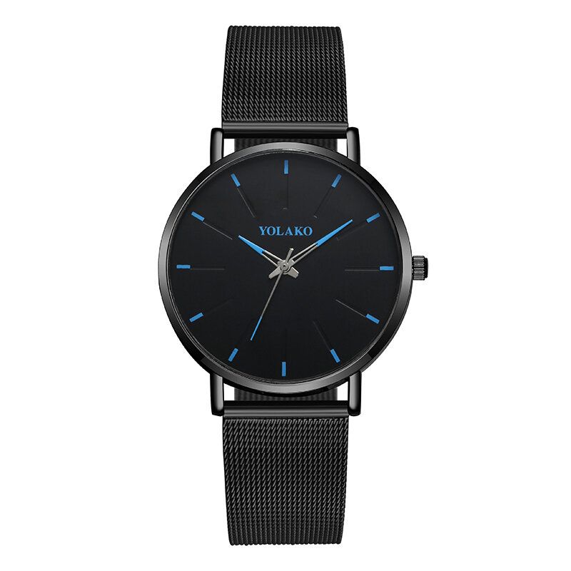 Reloj De Cuarzo Con Correa De Acero De Malla De Moda Estilo Casual Con Esfera Simple Para Hombre