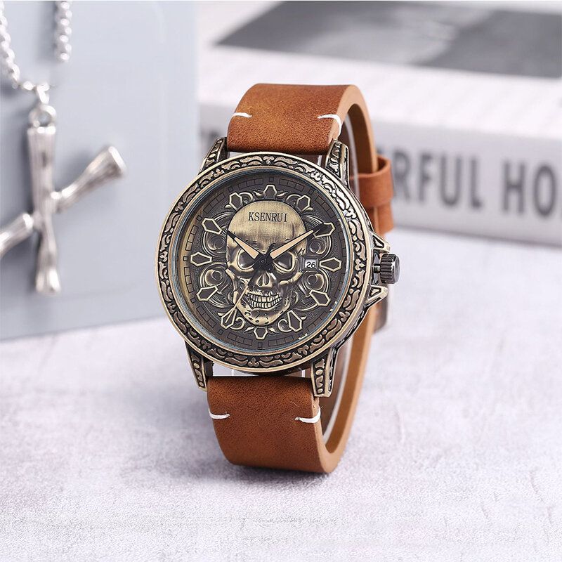 Reloj De Cuarzo Con Diseño De Calavera Creativa De Moda Para Hombre