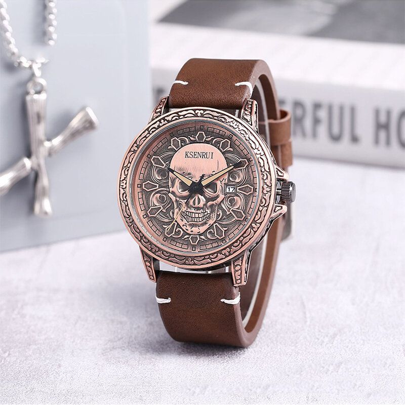 Reloj De Cuarzo Con Diseño De Calavera Creativa De Moda Para Hombre