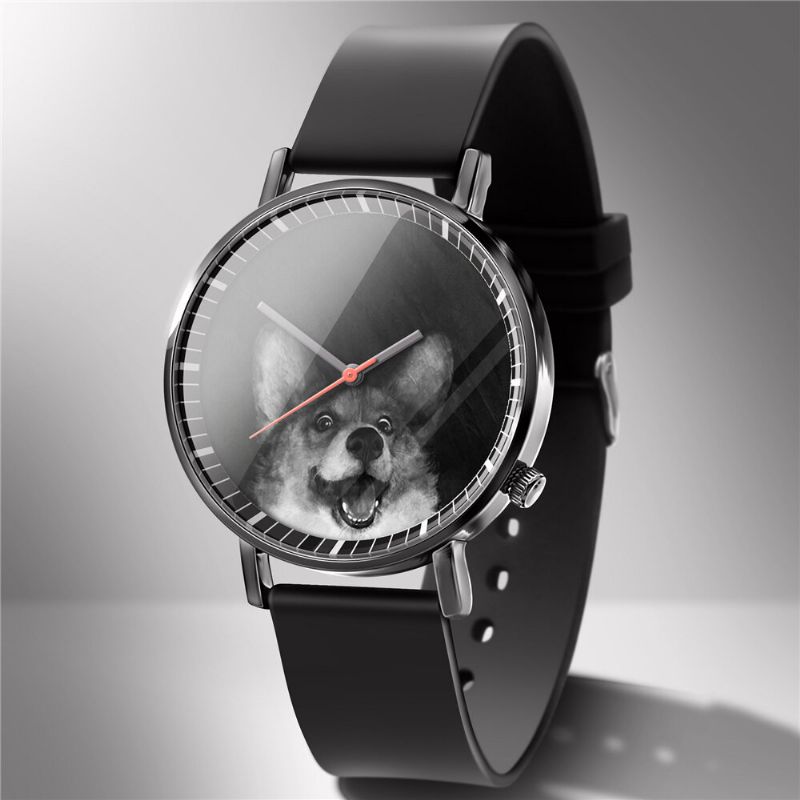 Reloj De Cuarzo De Moda Reloj De Negocios Con Estampado Animal Para Hombres Reloj De Cuarzo Con Patrón De Gatos Y Perros En Blanco Y Negro Lindo Para Mujer