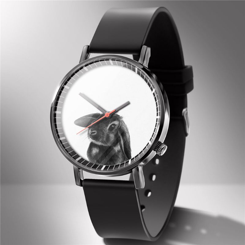 Reloj De Cuarzo De Moda Reloj De Negocios Con Estampado Animal Para Hombres Reloj De Cuarzo Con Patrón De Gatos Y Perros En Blanco Y Negro Lindo Para Mujer