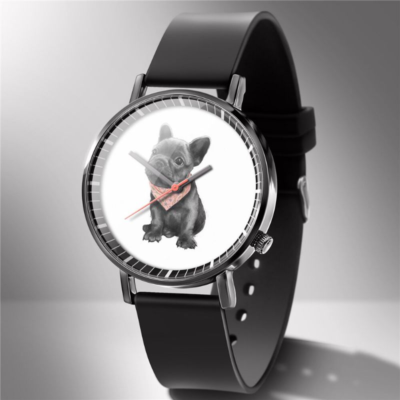 Reloj De Cuarzo De Moda Reloj De Negocios Con Estampado Animal Para Hombres Reloj De Cuarzo Con Patrón De Gatos Y Perros En Blanco Y Negro Lindo Para Mujer