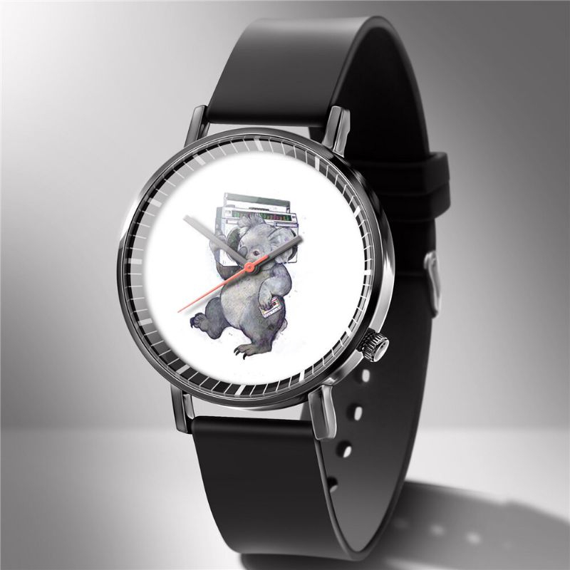 Reloj De Cuarzo De Moda Reloj De Negocios Con Estampado Animal Para Hombres Reloj De Cuarzo Con Patrón De Gatos Y Perros En Blanco Y Negro Lindo Para Mujer