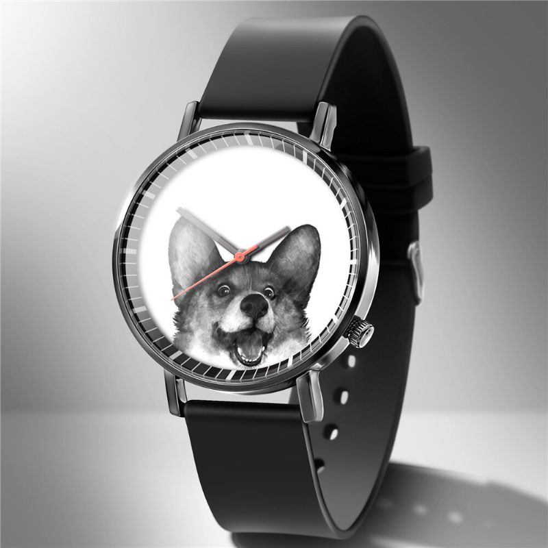 Reloj De Cuarzo De Moda Reloj De Negocios Con Estampado Animal Para Hombres Reloj De Cuarzo Con Patrón De Gatos Y Perros En Blanco Y Negro Lindo Para Mujer