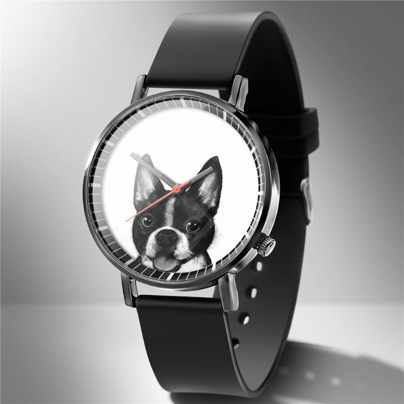 Reloj De Cuarzo De Moda Reloj De Negocios Con Estampado Animal Para Hombres Reloj De Cuarzo Con Patrón De Gatos Y Perros En Blanco Y Negro Lindo Para Mujer