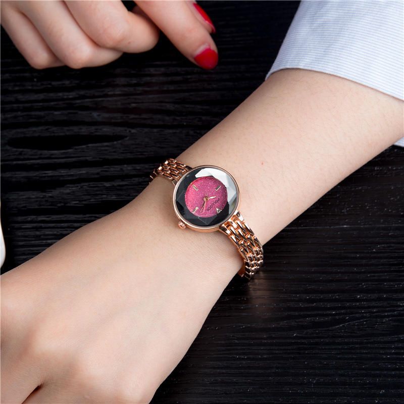 Reloj De Cuarzo Para Mujer Con Correa De Borla En Oro Rosa Y Cielo Estrellado Con Diamantes Completos