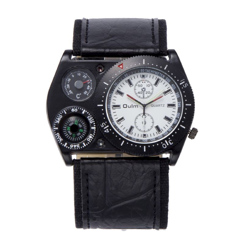 Reloj Militar Con Esfera Decorada Vintage Reloj De Cuarzo De Cuero Ajustable Para Hombre