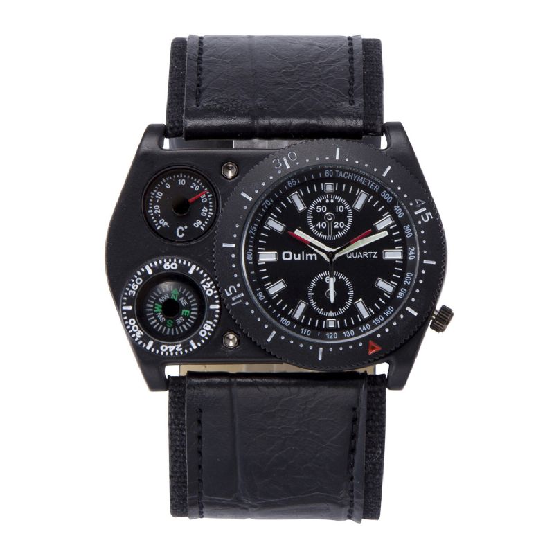 Reloj Militar Con Esfera Decorada Vintage Reloj De Cuarzo De Cuero Ajustable Para Hombre