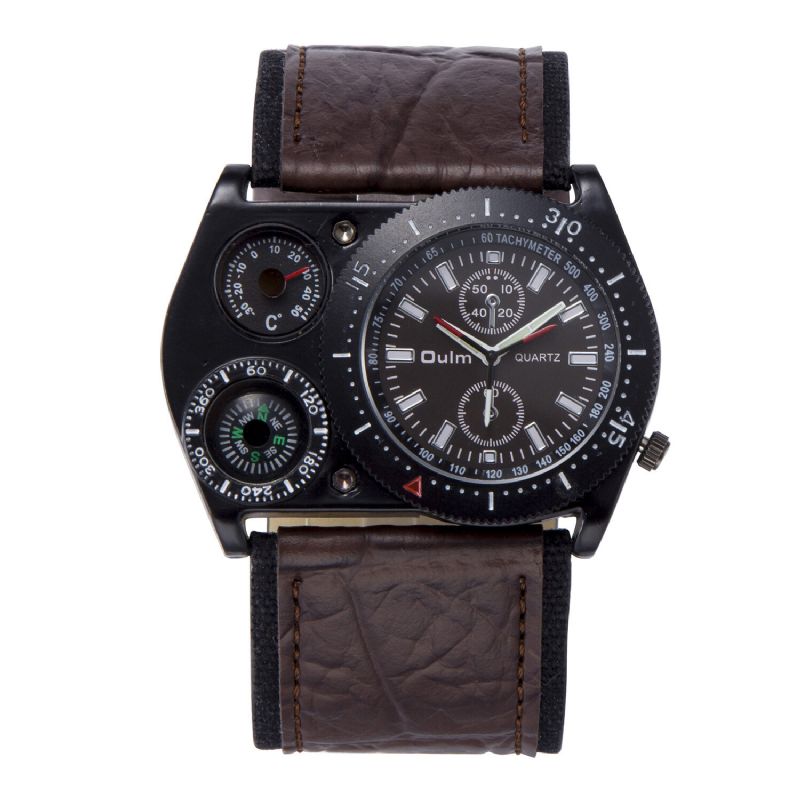 Reloj Militar Con Esfera Decorada Vintage Reloj De Cuarzo De Cuero Ajustable Para Hombre