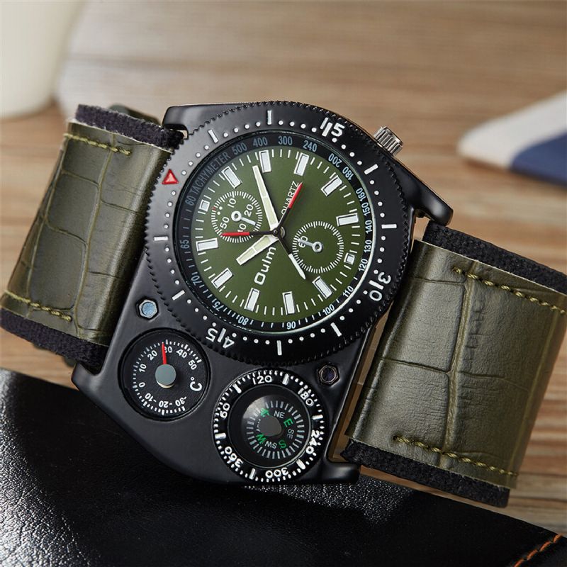 Reloj Militar Con Esfera Decorada Vintage Reloj De Cuarzo De Cuero Ajustable Para Hombre