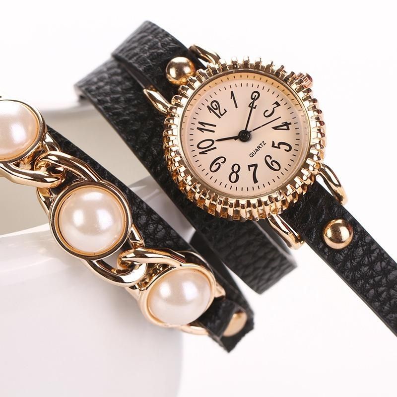 Reloj De Mujer De Tres Perlas De Moda Reloj De Vestir Para Mujer Reloj De Pulsera De Cuarzo