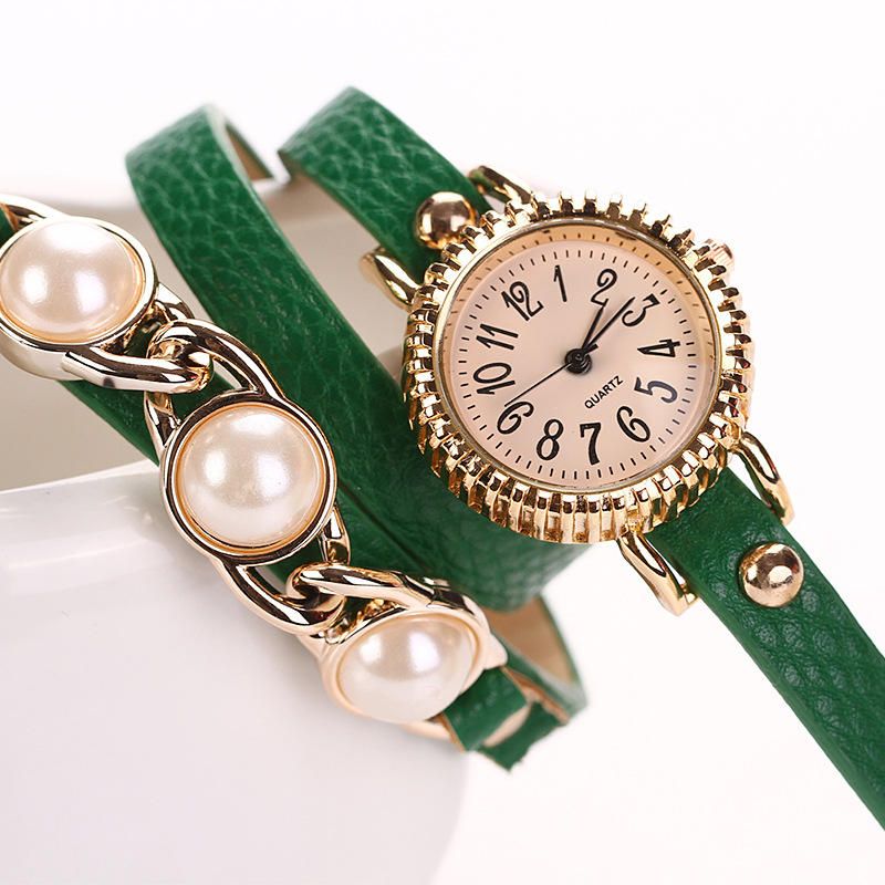 Reloj De Mujer De Tres Perlas De Moda Reloj De Vestir Para Mujer Reloj De Pulsera De Cuarzo