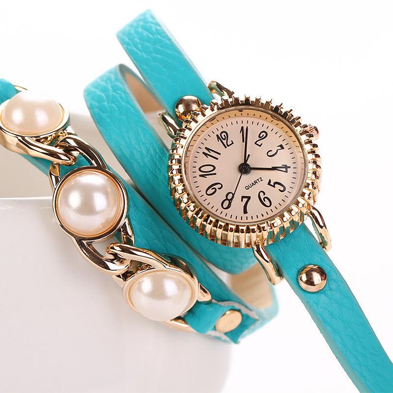 Reloj De Mujer De Tres Perlas De Moda Reloj De Vestir Para Mujer Reloj De Pulsera De Cuarzo