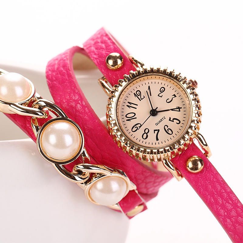 Reloj De Mujer De Tres Perlas De Moda Reloj De Vestir Para Mujer Reloj De Pulsera De Cuarzo