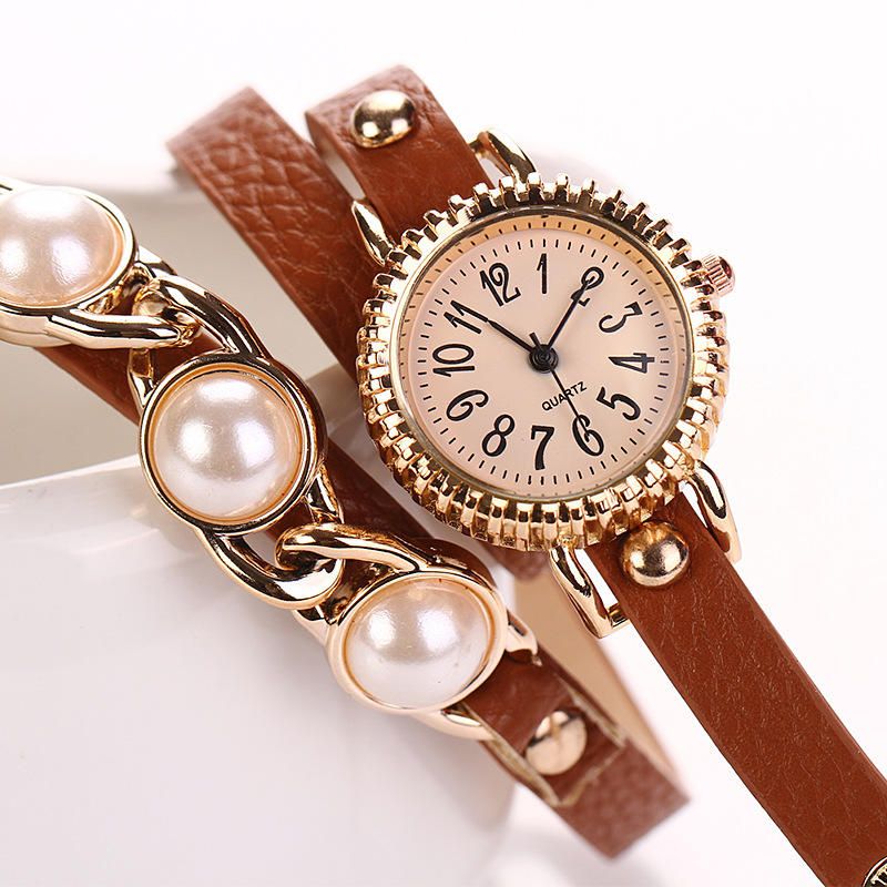 Reloj De Mujer De Tres Perlas De Moda Reloj De Vestir Para Mujer Reloj De Pulsera De Cuarzo