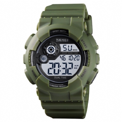 Reloj Multifunción Para Hombre Caja De Abs 50m Alarma Impermeable Correa De Pu Ajustable Reloj Digital De Buceo Luminoso