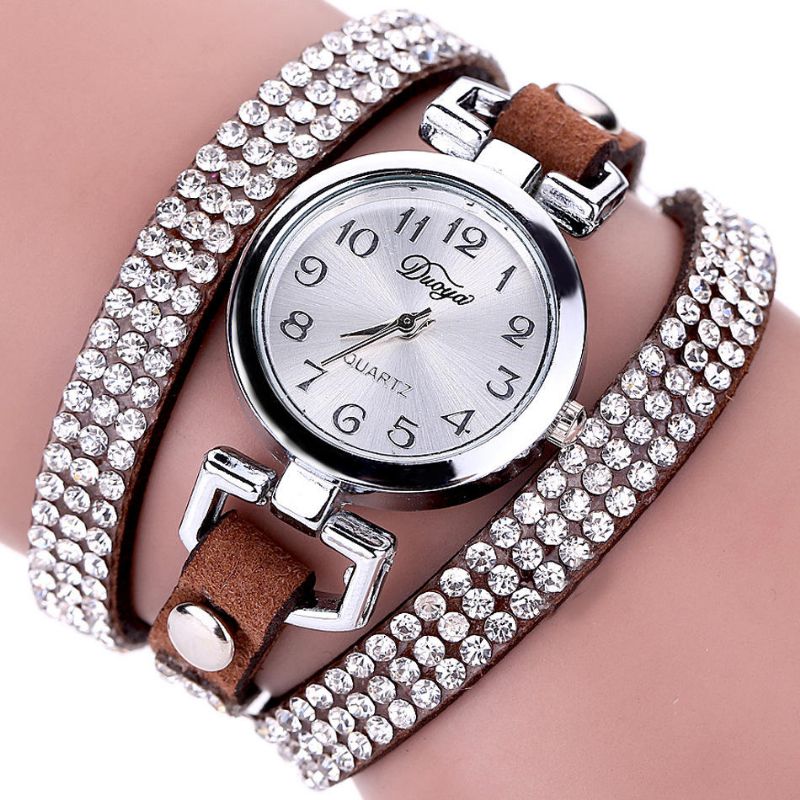 Reloj De Pulsera De Cristal De Estilo Casual Para Mujer Relojes De Cuarzo De Lujo Con Cuerda De Cuero Fino Para Mujer