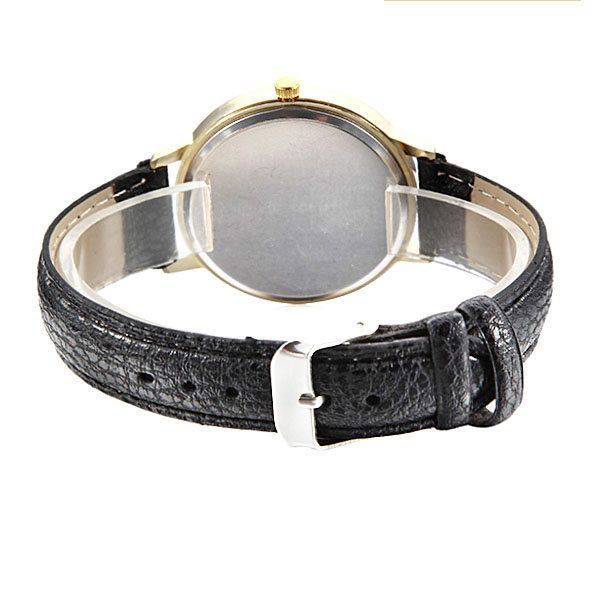 Reloj De Pulsera De Cuarzo Analógico Para Mujer Con Banda De Cuero Pu De Cristal De Moda Casual