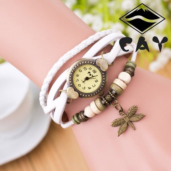 Reloj De Pulsera De Cuarzo Con Colgante De Libélula Multicapa Vintage De Moda